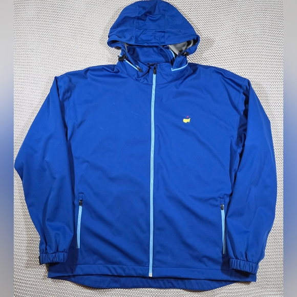 Masters Tech Windbreaker Jacket Men Sz XXL Blue Full Zip Stowable Hood Golf - Picture 1 of 16